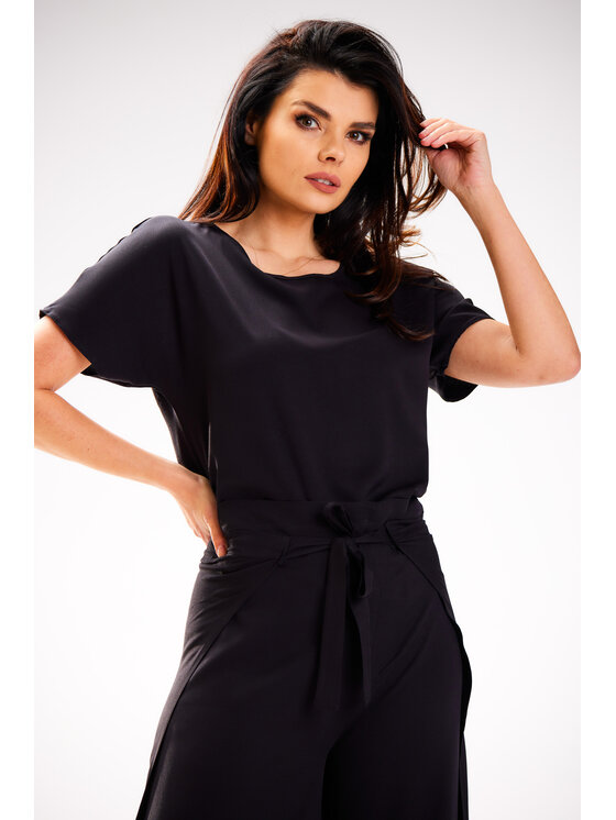 Awama Awama Spodnie damskie A589 Czarny Basic Fit