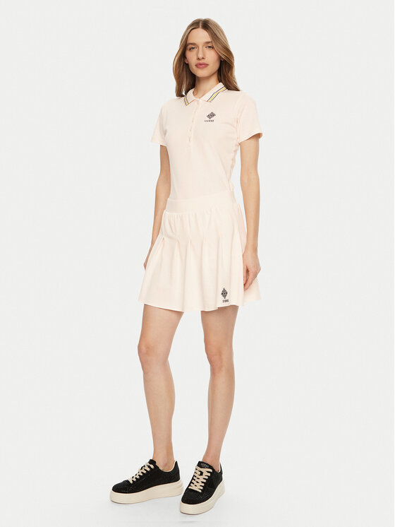 Guess Guess Тениска с яка и копчета V5RP02 KCOK1 Екрю Regular Fit