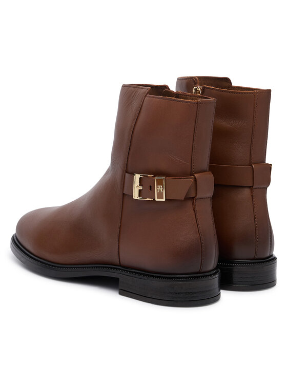 Tommy Hilfiger Tommy Hilfiger Μποτάκια Th Buckle Leather Ankle Boot FW0FW09486 Καφέ