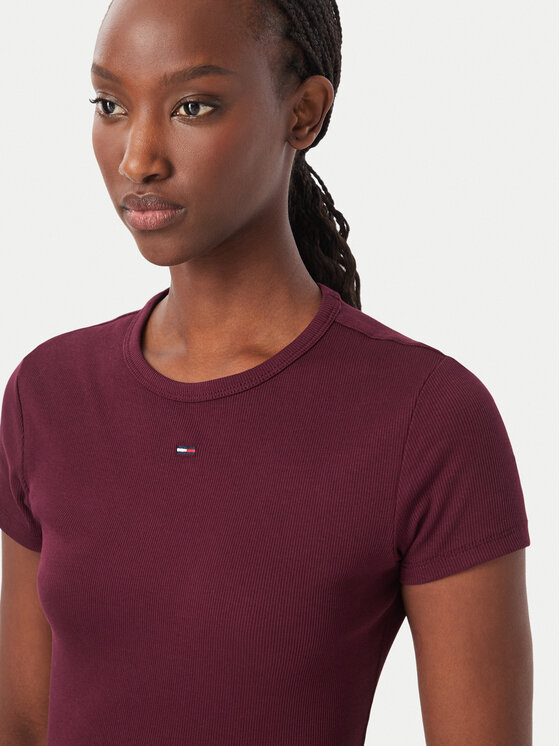 Tommy Jeans Tommy Jeans T-Shirt EssentialDW0DW17383 Fioletowy Slim Fit