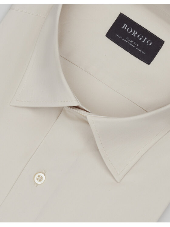 Borgio Borgio Koszula MORTARA_BZ Beżowy Slim Fit