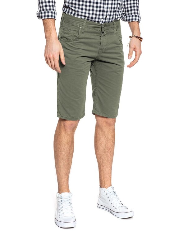 Mustang Mustang Szorty jeansowe CHICAGO SHORT Zielony Slim Fit