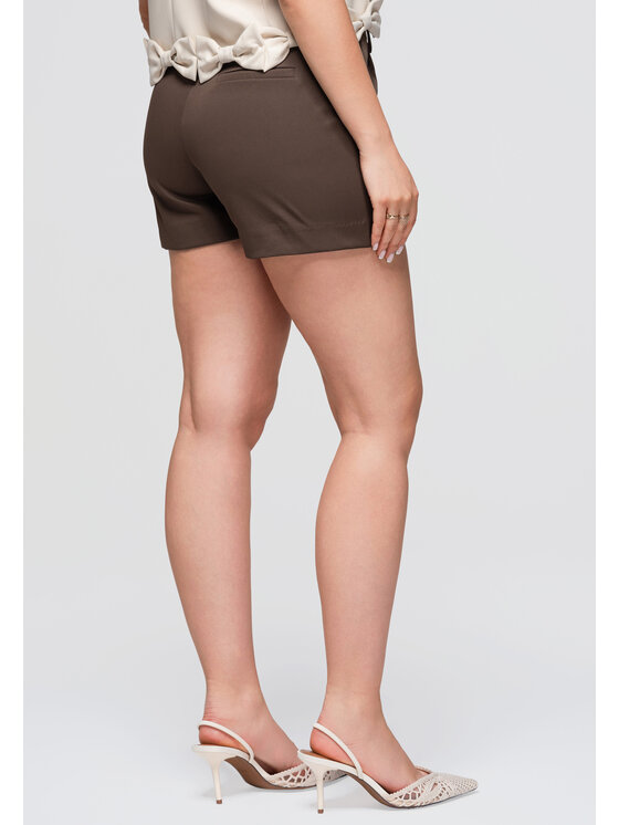 Ombre Ombre Szorty materiałowe OW-ST-E0018 Brązowy Slim Fit