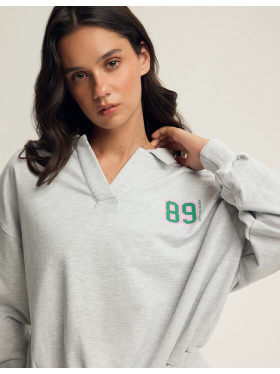 Esotiq Esotiq Bluza 43807 Szary Baggy Fit
