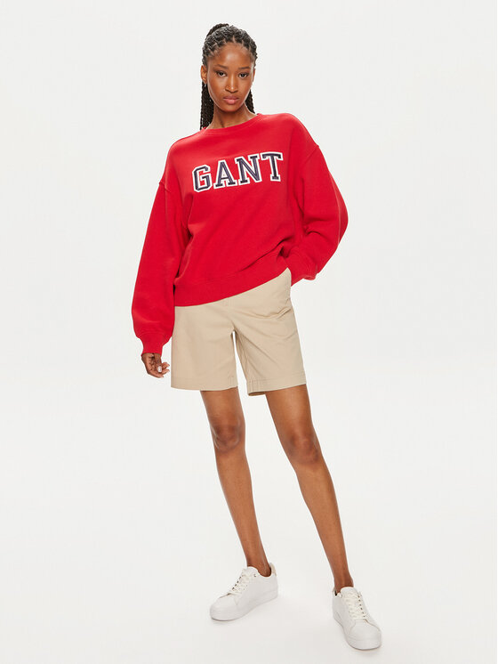 Gant Gant Pulóver Logo 4200840 Piros Relaxed Fit