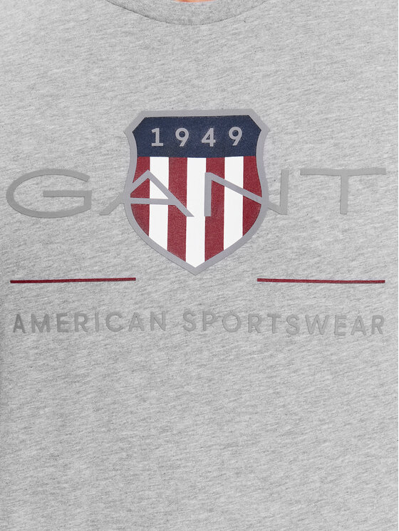 Gant Gant Tričko Reg Archive Shield Ss 2003199 Sivá Regular Fit