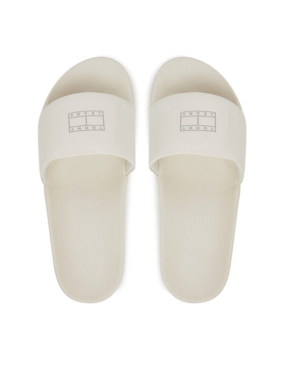 Tommy Jeans Tommy Jeans Iešļūcenes Flag Pool Slide Patent EN0EN02901 Balts