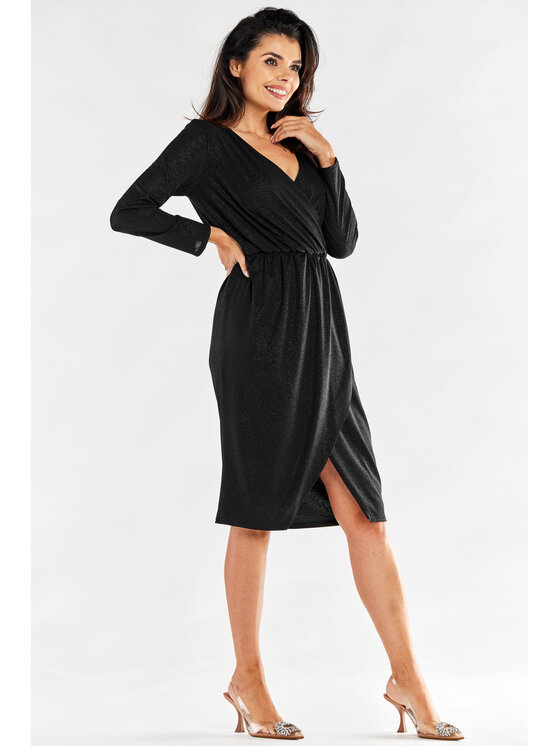 Awama Awama Večerní šaty A548 Černá Basic Fit