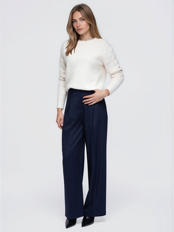 Ombre Ombre Sweter OW-SW-E0048 Beżowy jasny Regular Fit