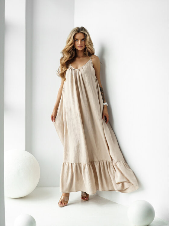 LilaLou LilaLou Letné šaty Gypsy Béžová Oversize