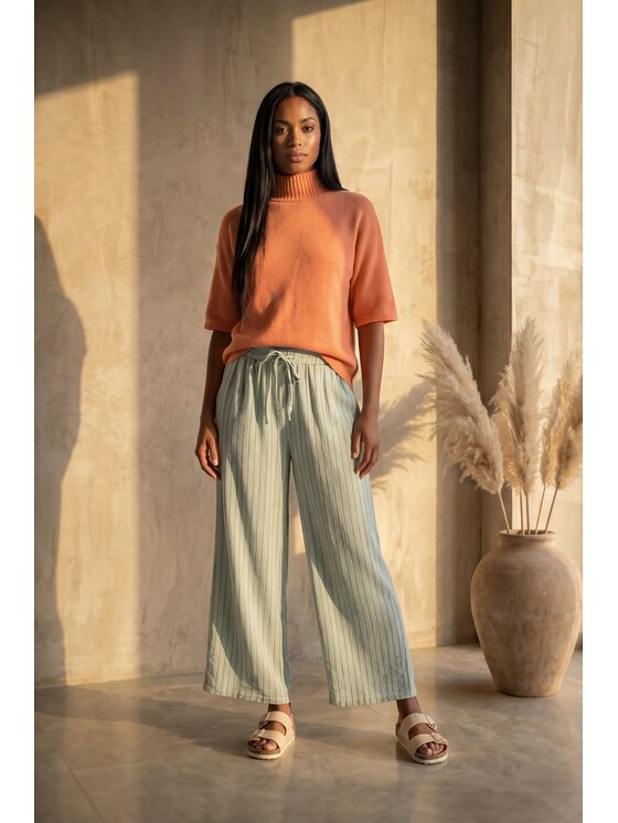 FIGL FIGL Παντελόνι Palazzo M1323 Ανοιχτό πράσινο Loose Fit