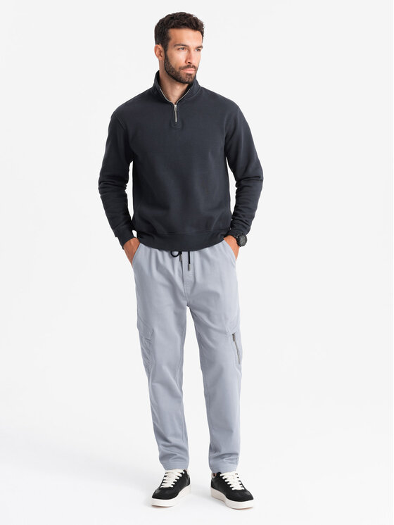 Ombre Ombre Joggers kalhoty OM-PAJO-0199 Šedá Regular Fit