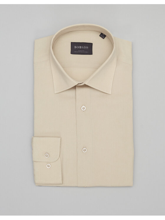 Borgio Borgio Koszula terranova Beżowy Slim Fit