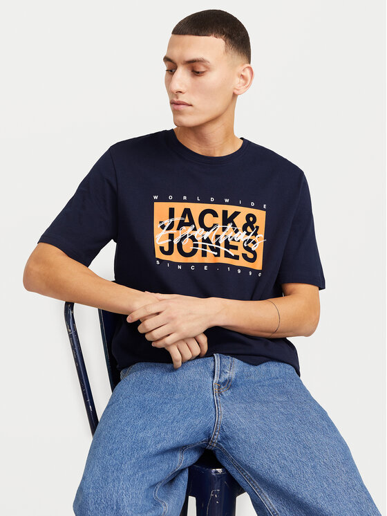 Jack&Jones Jack&Jones T-Shirt Colton 12268439 Granatowy Standard Fit