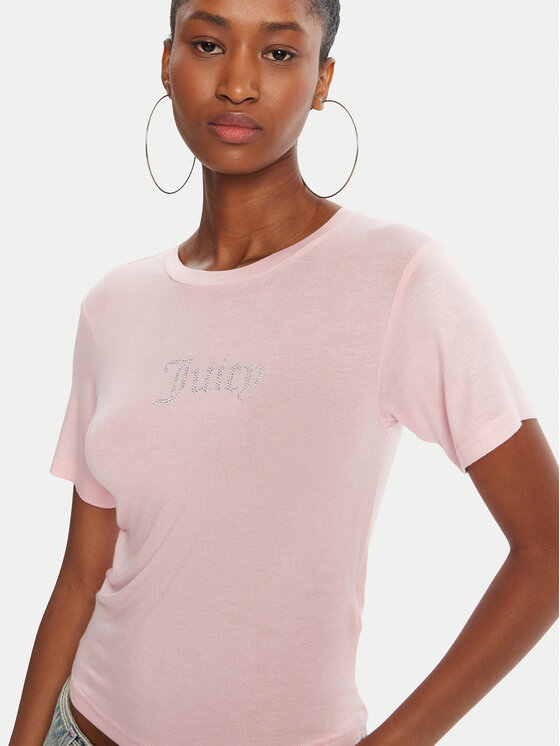 Juicy Couture Juicy Couture T-shirt Sheer JCWCT225301 Ružičasta Slim Fit