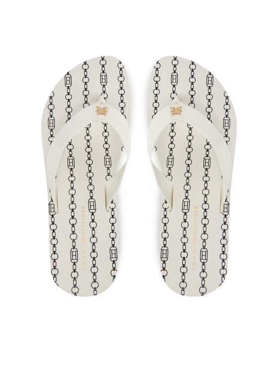 Flip flop Tommy Hilfiger Im Th Chainprint Midwedge Sandal FW0FW08527 Alb
