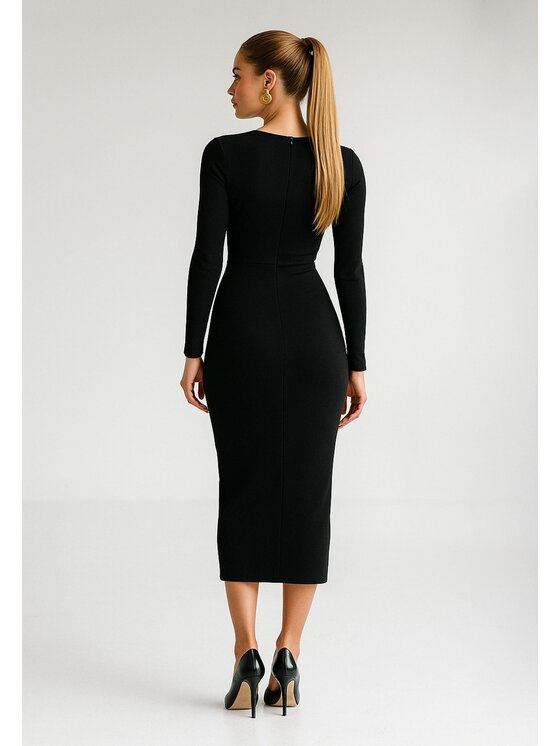Nudyess Nudyess Úpletové šaty Victoria z prążka Čierna Fitted Fit