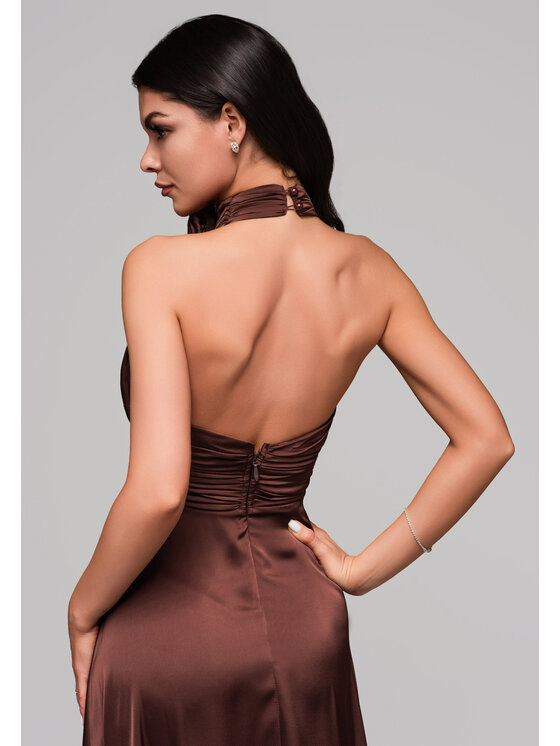Ombre Ombre Sukienka wieczorowa LA-OM-DLR139 Brązowy Regular Fit