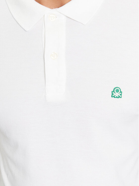 United Colors Of Benetton United Colors Of Benetton Тениска с яка и копчета 3089J3204 Бял Regular Fit