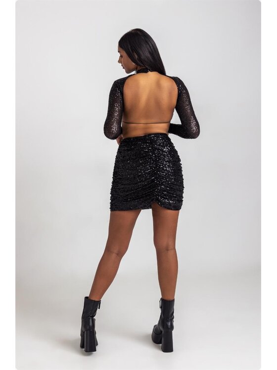 Chiara Wear Chiara Wear Bluzka SHINE Czarny Slim Fit