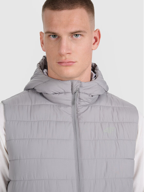 4F 4F Kamizelka MIDSHOP TEXTILE Szary Regular Fit