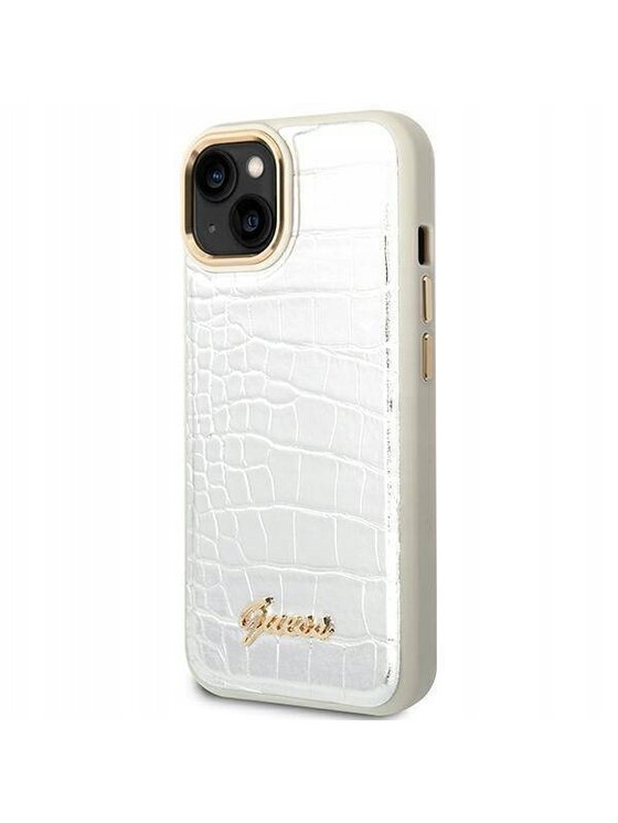 Guess Guess Etui na telefon Croco Collection Srebrny
