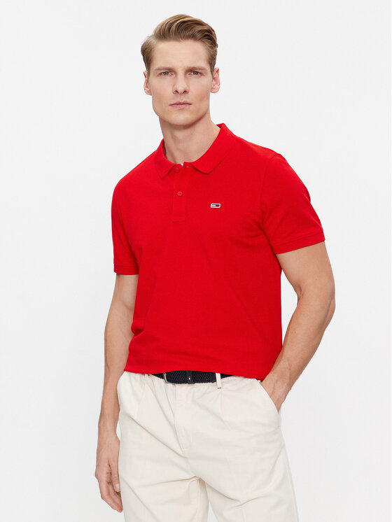 Tommy Jeans Polo Majica DM0DM18312 Rdeča Slim Fit