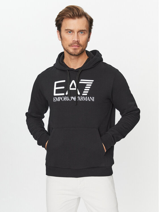 EA7 Emporio Armani Džemperis ar kapuci 6RPM17 PJSLZ 1200 Melns Regular Fit