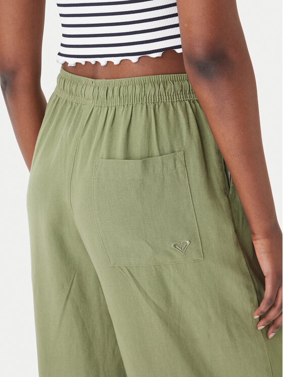 Roxy Roxy Pantaloni di tessuto Lekeitio Break ERJNP03545 Verde Wide Leg