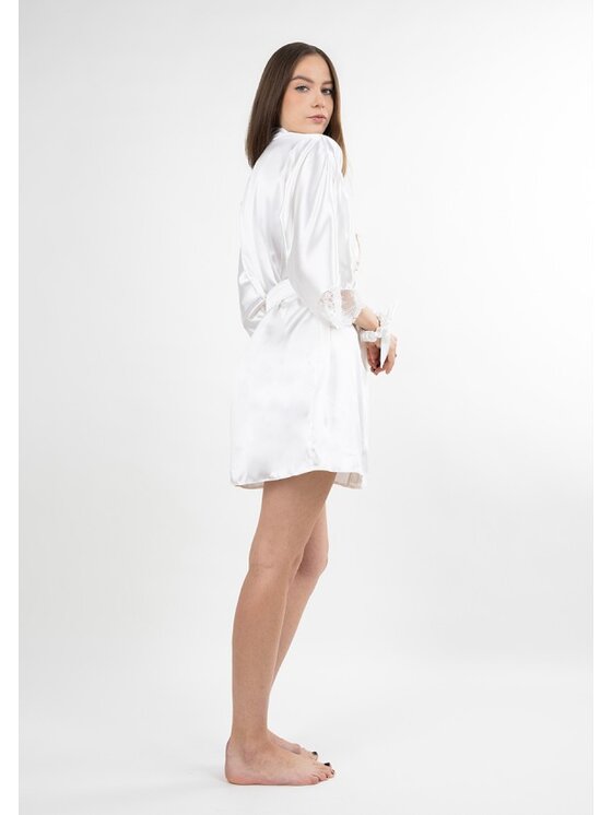 DKaren Lingerie DKaren Lingerie Szlafrok Mara Biały Close Fit