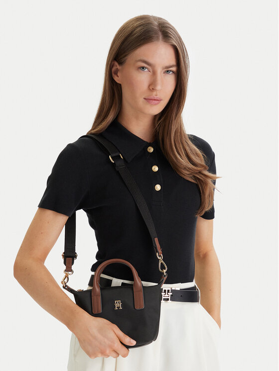 Tommy Hilfiger Torebka Popette Micro Tote AW0AW18368 Czarny