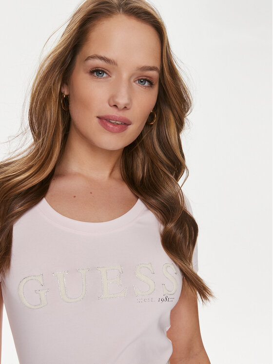 Guess Guess T-shirt Pony Hair W4RI45 J1314 Ružičasta Slim Fit