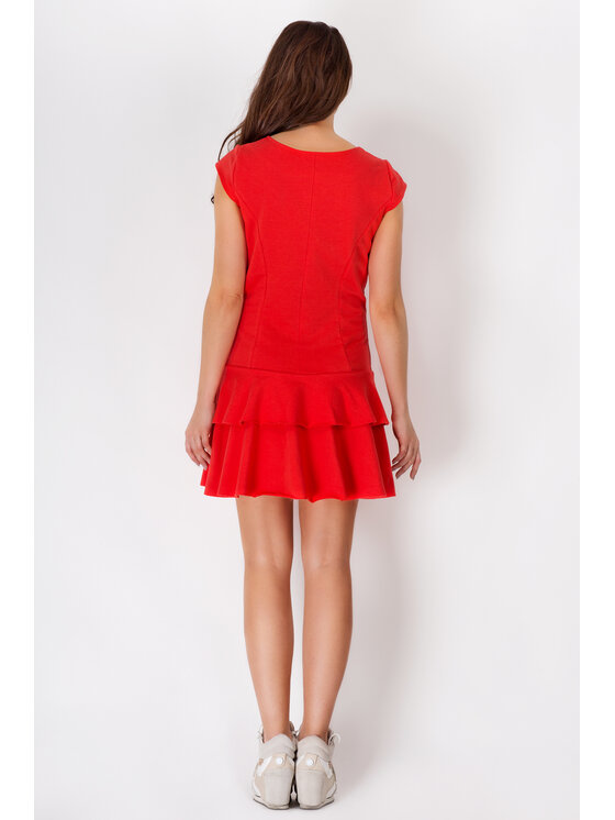Awama Awama Sukienka letnia A094 Czerwony Basic Fit