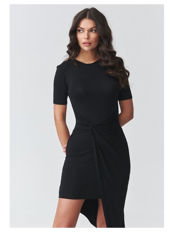 Makadamia Makadamia Sukienka codzienna M923 Czarny Fitted Fit