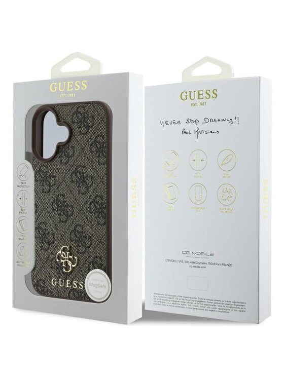 Guess Guess Etui na telefon Small Classic MagSafe Brązowy