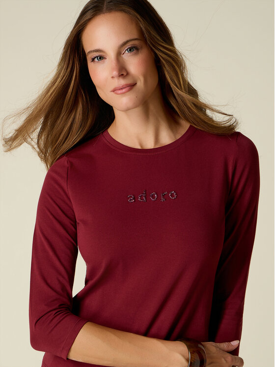 Oltre Oltre Bluzka G07MJ004926N036 Bordowy Regular Fit
