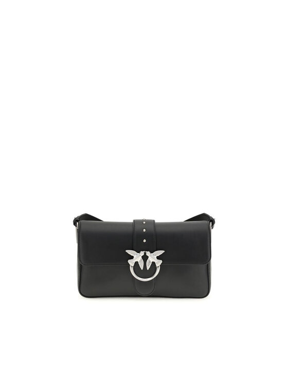 PINKO PINKO Torebka Black Leather Shoulder Czarny