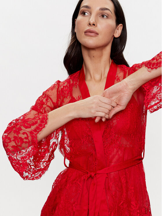 Accappatoio Allover Lace Isa 191688 Rosso