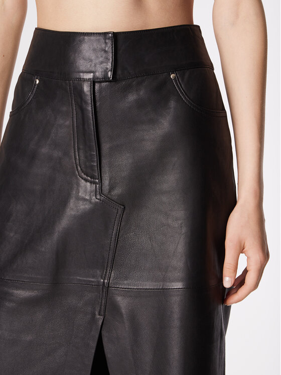 Notes Du Nord Notes Du Nord Кожена пола Emma 12806 Черен Slim Fit