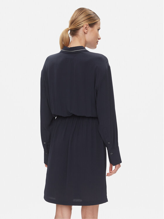 Tommy Hilfiger Tommy Hilfiger Srajčna obleka Smd Detail Fluid Knee Dress WW0WW41009 Mornarsko modra Regular Fit