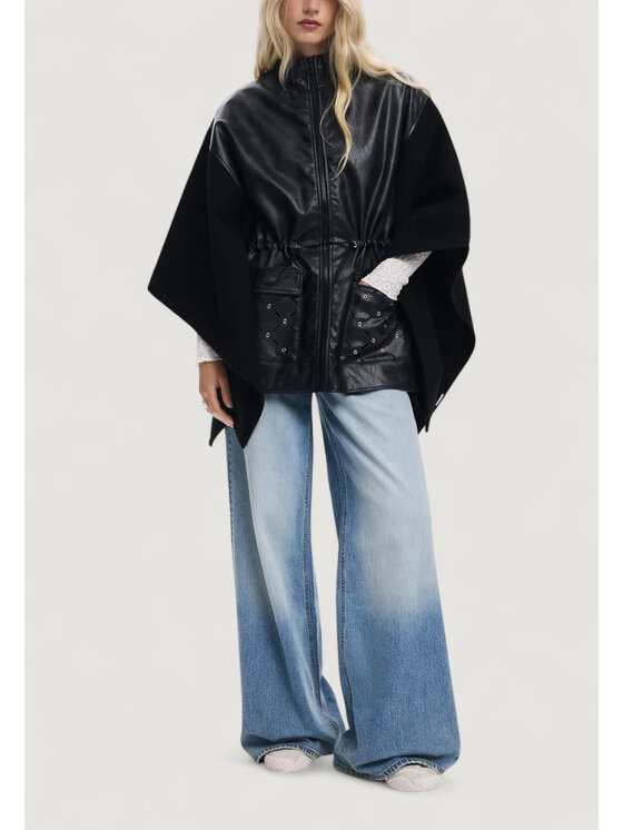 Desigual Desigual Κάπα PONCHO_EYELETS ALDAMA Μαύρο Casual Fit