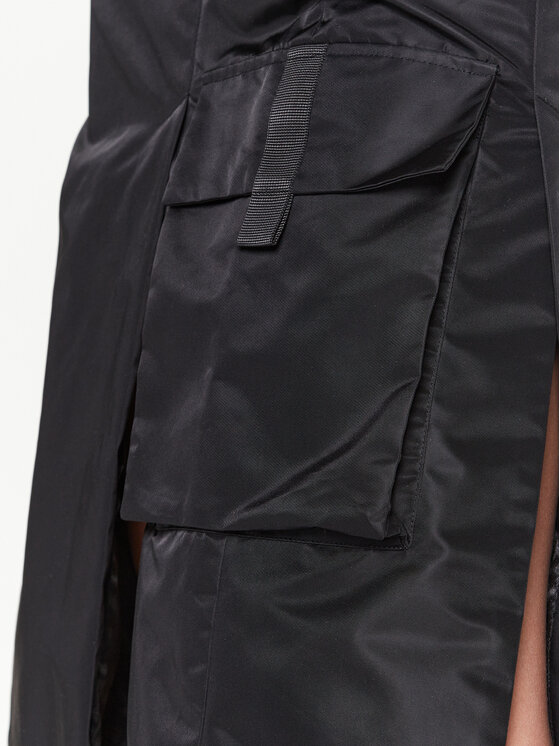 Remain Remain Trapezförmiger Rock Nylon Midi Slit RM2118 Schwarz Regular Fit