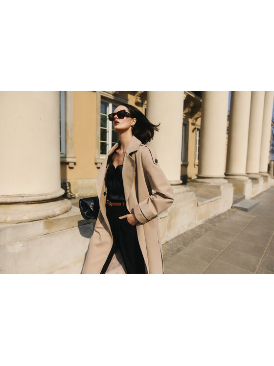 Entelier Entelier Trencz miejski Beżowy Modern Relaxed Fit