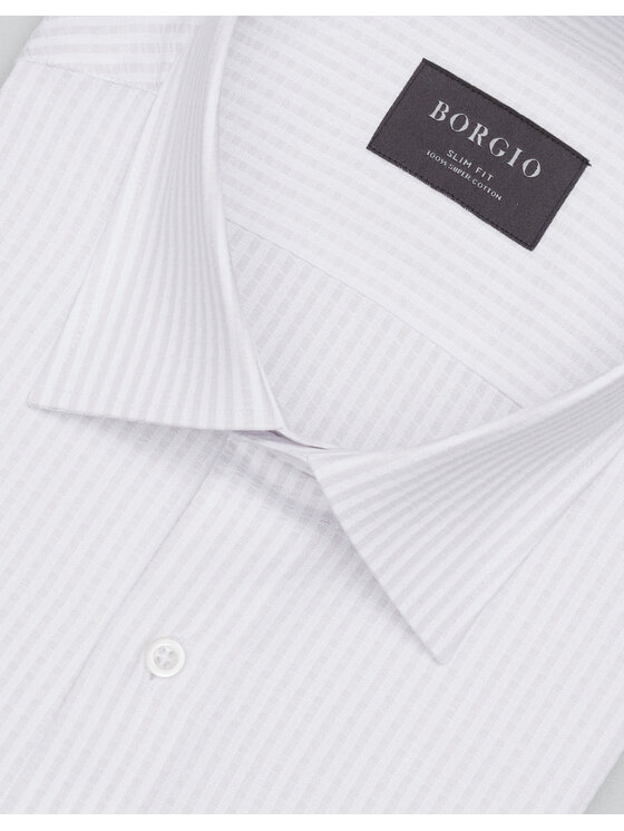 Borgio Borgio Koszula passa_00685 Beżowy Slim Fit