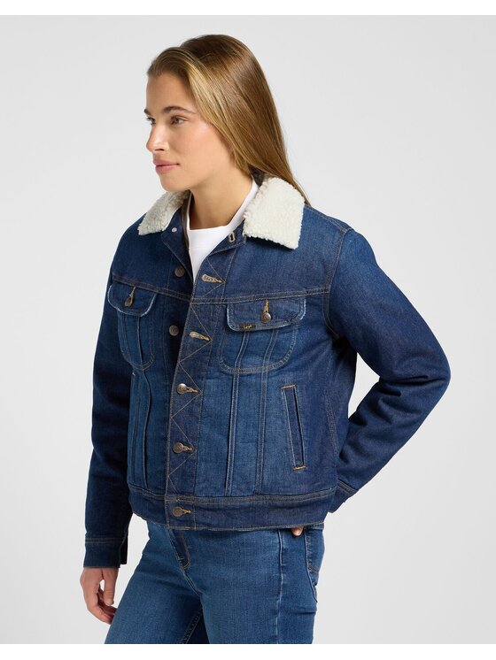 Lee Lee Kurtka jeansowa SHERPA RIDER JKT Niebieski Regular Fit
