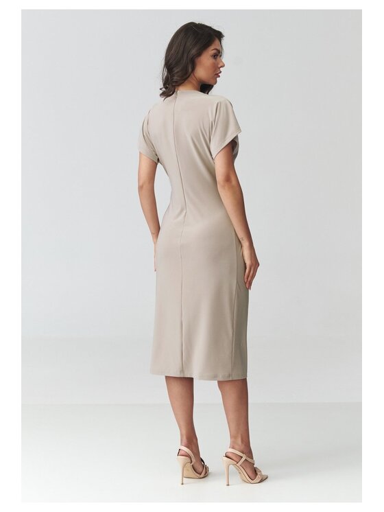 Makadamia Makadamia Sukienka codzienna M938 Beżowy Loose Fit