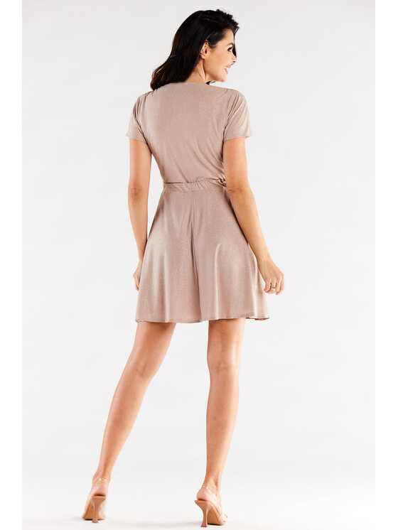 Awama Awama Sukienka wieczorowa A558 Beżowy Basic Fit