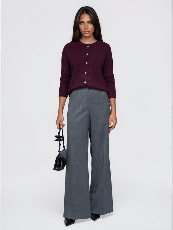 Ombre Ombre Kardigan OW-SW-E0064 Bordó Relaxed Fit