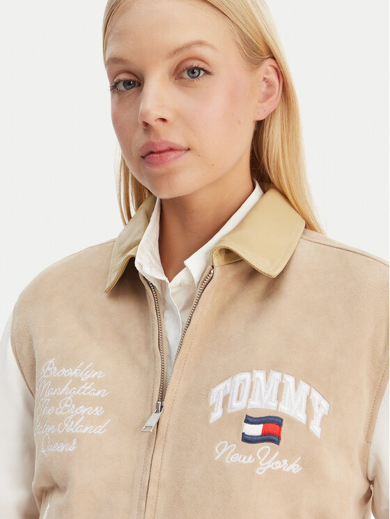 Tommy Jeans Tommy Jeans Kurtka skórzana Suede Varsity DW0DW22769 Beżowy Regular Fit