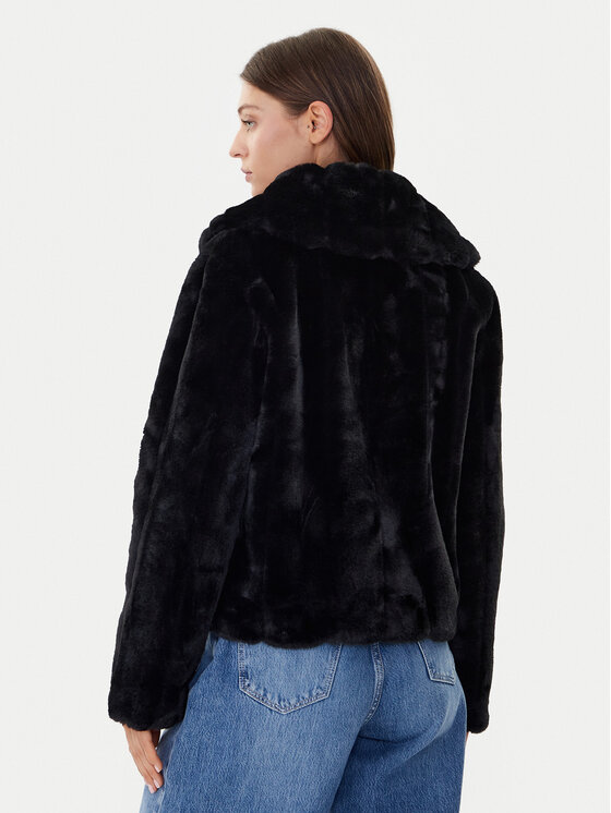 Guess Guess Кожено палто New Sophy W0BL0N WDCH0 Черен Regular Fit